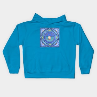 Kingfisher Bird Mandala Kids Hoodie